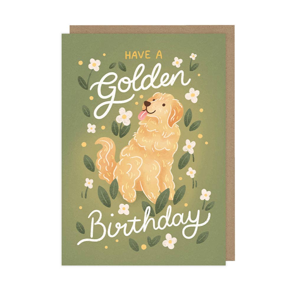 Golden Birthday, Golden Retriever Birthday Greetings Card