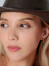 Load image into Gallery viewer, Malachite Huggie Hoop Earrings
