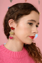 Load image into Gallery viewer, Multi Heart Triple Drop Earrings
