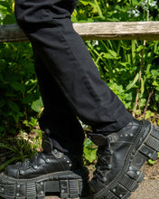Load image into Gallery viewer, Rebel Romance Jet Black Stretch Dungarees

