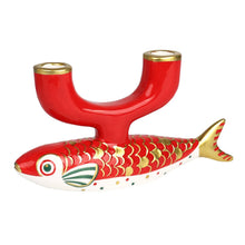 Load image into Gallery viewer, Hand-Painted Koi Fish Ceramic Candle Holder
