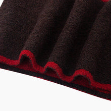 Load image into Gallery viewer, Contrast Trim Knitted Triangle Scarf in Brown &amp; Red
