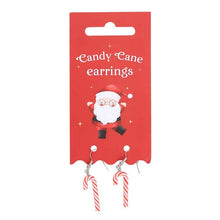 Load image into Gallery viewer, Candy Cane Christmas Dangle Earrings
