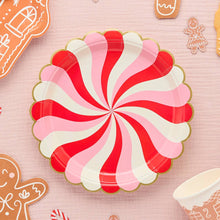 Load image into Gallery viewer, Pack of 8 Candy Swirl Paper Plates
