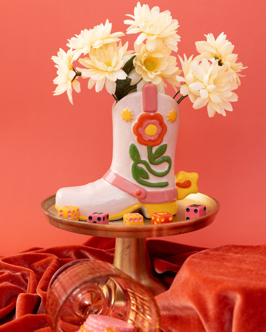 Giddy Up Cowboy Boot Ceramic Vase