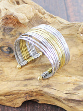 Load image into Gallery viewer, Silver &amp; Gold Wide Cuff Bangle
