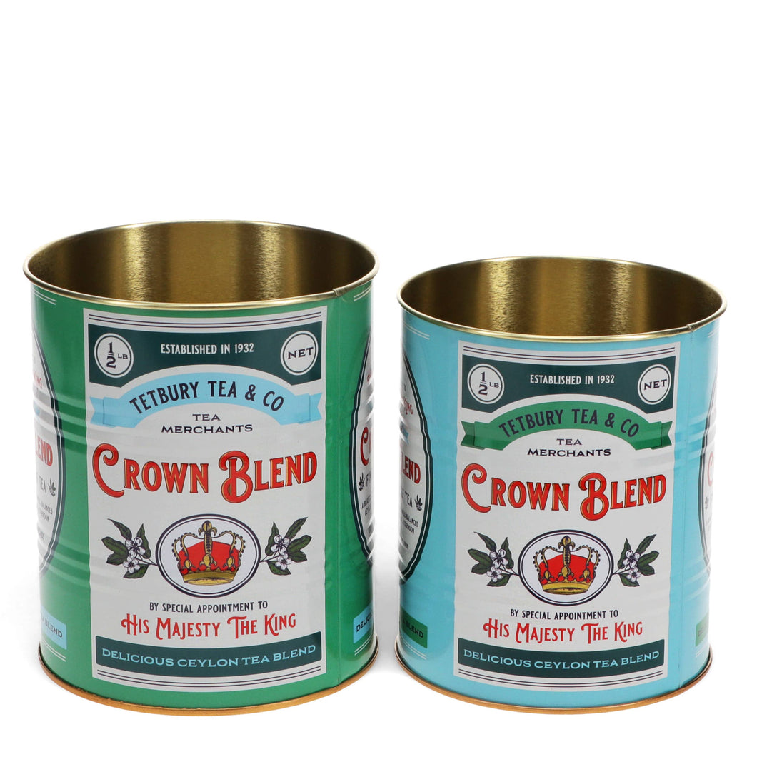 Set of 2 Crown Blend Vintage Tea Storage Tins