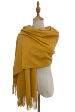 Load image into Gallery viewer, Mustard Soft Wool Blend Wrap Scarf

