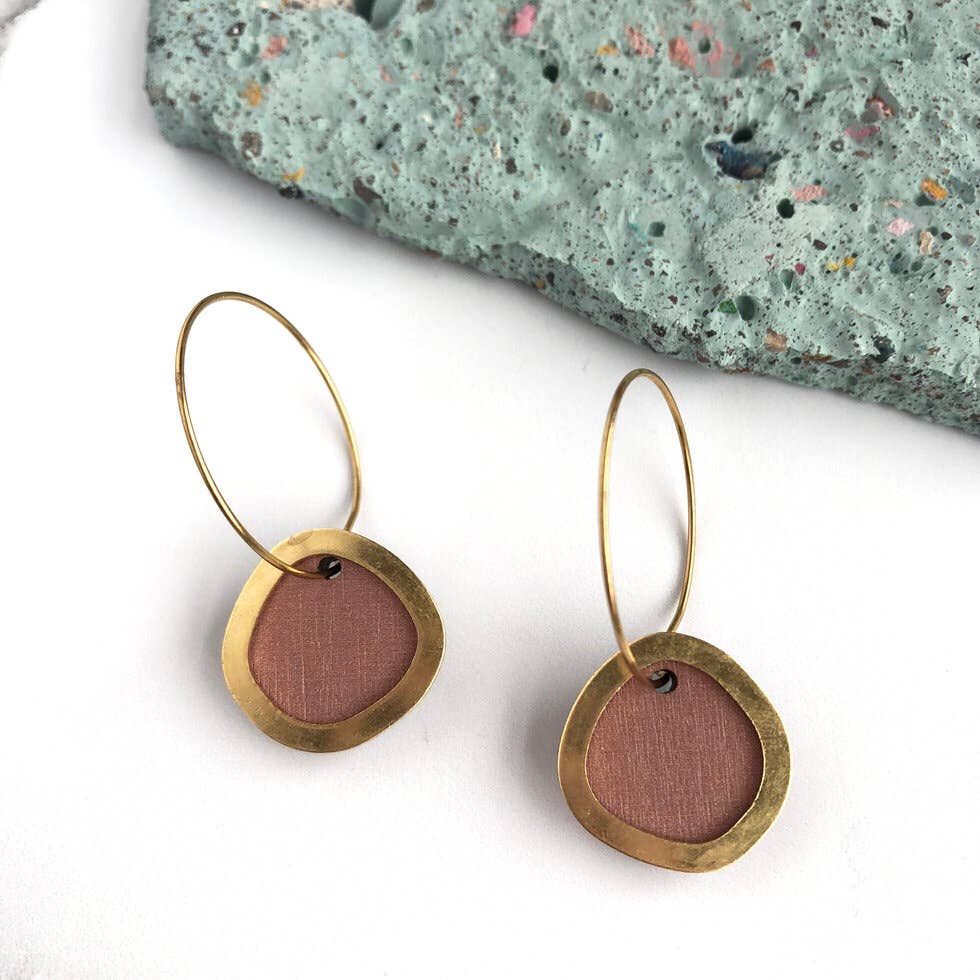 Pink & Gold Circle Hoop Earrings