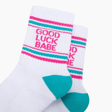 Load image into Gallery viewer, Good Luck Babe Organic Cotton Sports Socks in White
