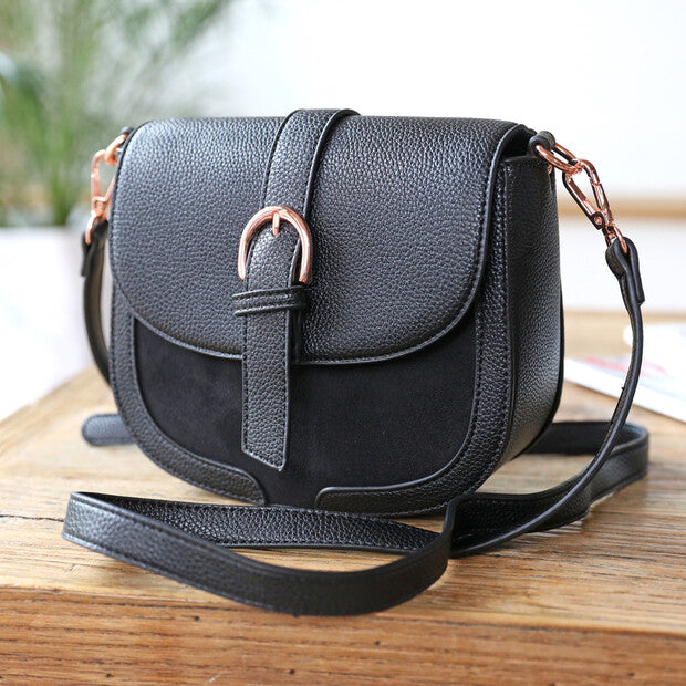 Black Vegan Leather Cross Body Bag