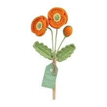 Load image into Gallery viewer, Handmade Orange Poppy Crochet Stem
