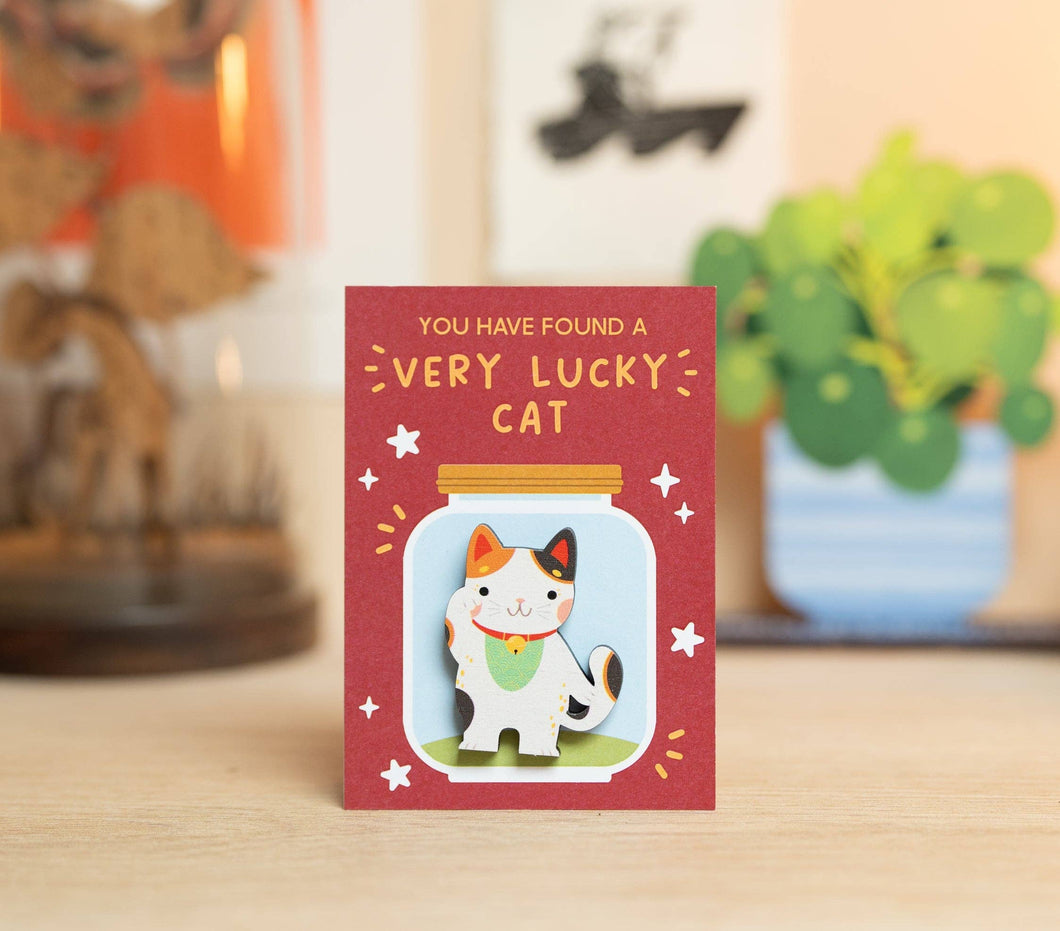 Very Lucky Cat Wooden Pin