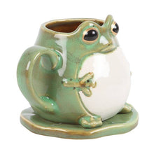 Load image into Gallery viewer, Frog Shaped Mug and Lily Pad Saucer
