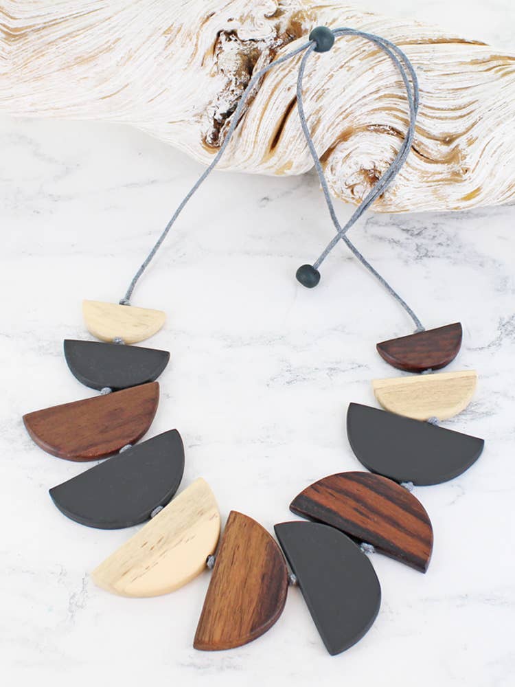 Wooden Half Moon Necklace