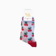Load image into Gallery viewer, Cherry Fruit Combed Cotton Sheer Pop Socks
