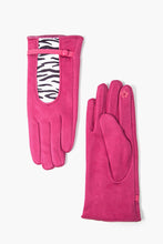 Load image into Gallery viewer, Fuchsia Pink Zebra Print Insert Gloves

