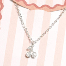 Load image into Gallery viewer, Silver Cherry Necklace with Card
