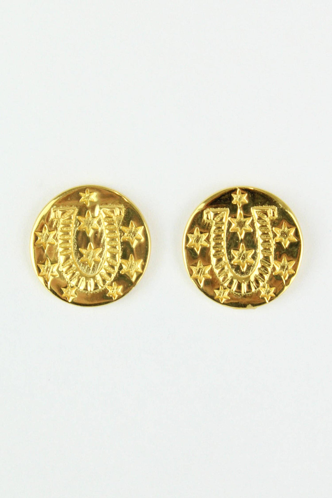 Gold Lucky Horseshoe Stud Earrings