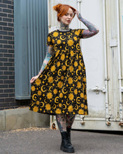 Load image into Gallery viewer, Rebel Romance Celestial Midi Stretch Smock Dress 
