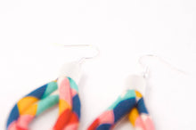 Load image into Gallery viewer, Geometric Candy Print Fabric Cord Hoop Earrings
