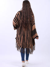 Load image into Gallery viewer, Camel Zebra Print Wool Mix Longline Cardigan
