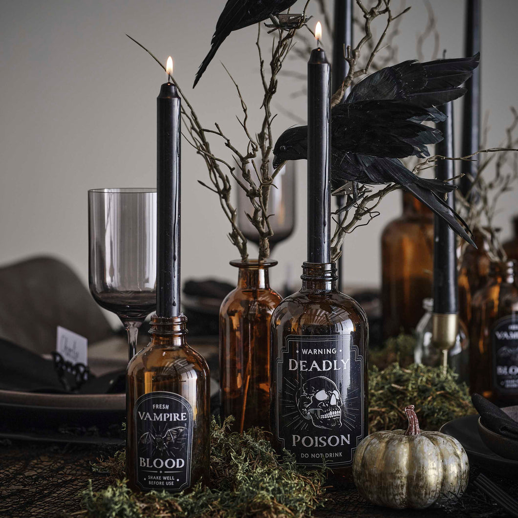 Potion Bottle Candleholders with Black Candles