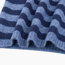 Load image into Gallery viewer, Striped Knitted Triangle Scarf in Blue
