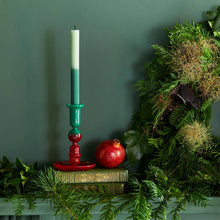 Load image into Gallery viewer, Red &amp; Green Ombre Glass Candle Holder
