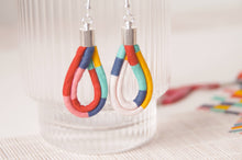 Load image into Gallery viewer, Geometric Deck Chair Fabric Cord Hoop Earrings
