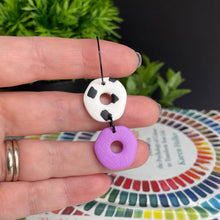 Load image into Gallery viewer, Purple Dalmatian Print Cut-out Hoop Earrings
