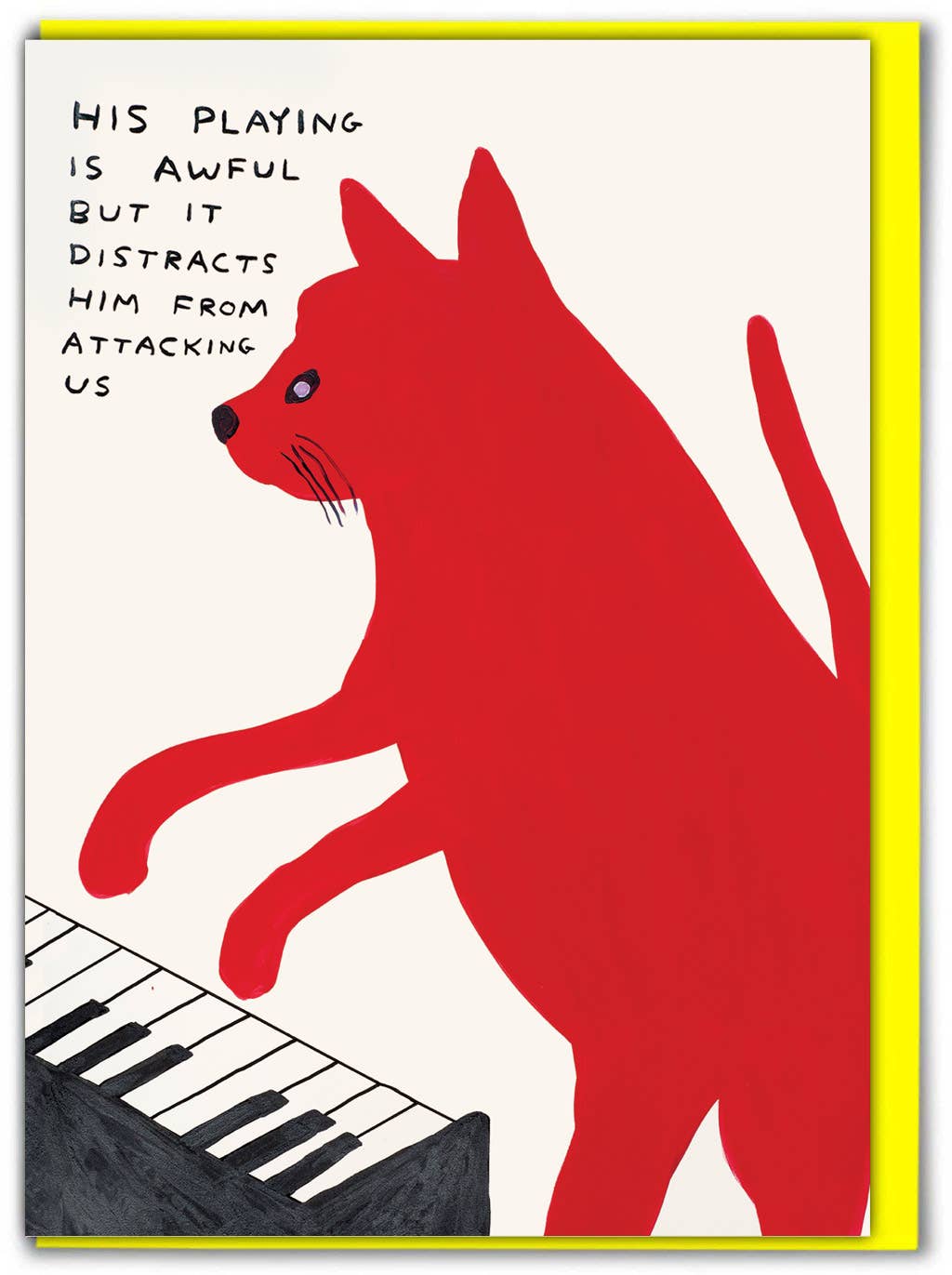 David Shrigley Piano Playing Cat Greetings Card