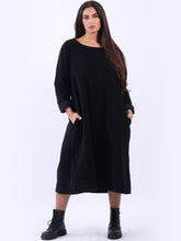 Load image into Gallery viewer, Black Corduroy Midi Dress
