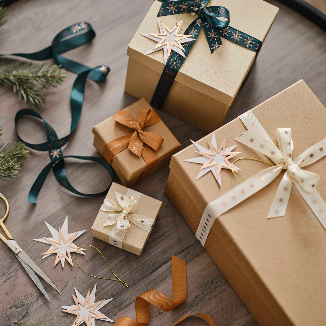 Ribbon & Gold Star Christmas Wrapping Set
