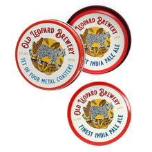 Load image into Gallery viewer, Set of 4 Old Leopard Brewery Metal Coasters
