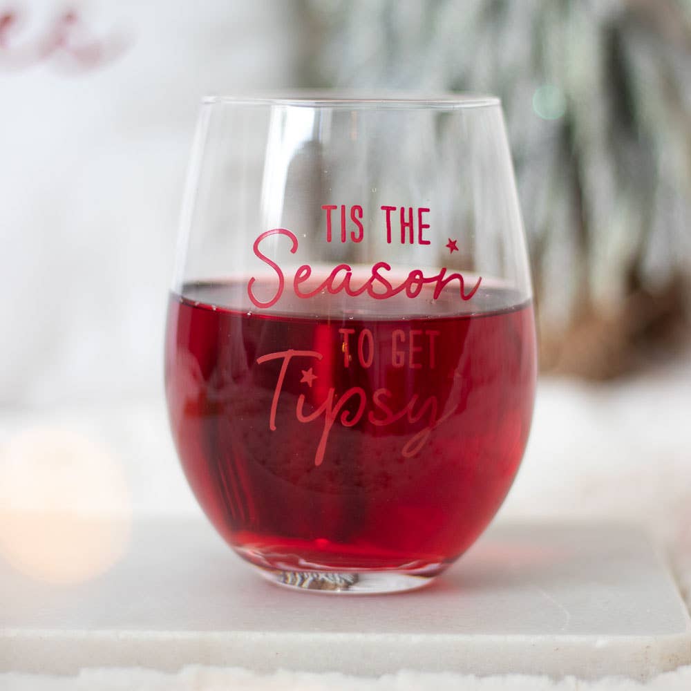 Season to Get Tipsy Stemless Christmas Glass