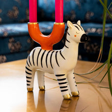 Load image into Gallery viewer, Hand-Painted Zebra Ceramic Candle Holder
