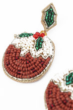 Load image into Gallery viewer, Christmas Pudding Beaded Earrings
