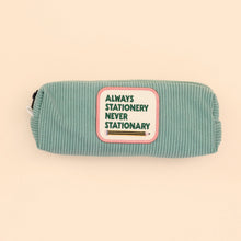 Load image into Gallery viewer, Always Stationery, Never Stationary Green Cord Pencil Case
