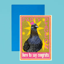 Load image into Gallery viewer, Party Pigeon Congratulations Greetings Card
