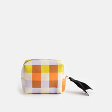 Load image into Gallery viewer, Caroline Gardner Multi Check Ultra Mini Cube Cosmetic Bag
