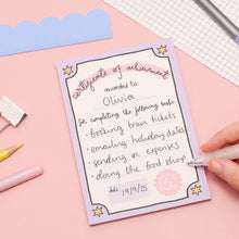 Load image into Gallery viewer, Certificate A6 Notepad
