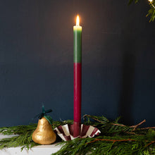 Load image into Gallery viewer, Green &amp; Burgundy Dinner Candle
