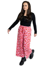 Load image into Gallery viewer, Rebel Romance Red &amp; Pink Mushroom Wide Leg Cropped Trousers
