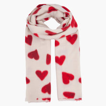 Load image into Gallery viewer, Jessie Cream &amp; Red Hearts Scarf
