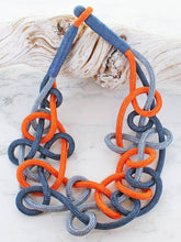 Load image into Gallery viewer, Blue &amp; Orange Knotted Cord Necklace
