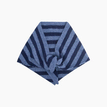 Load image into Gallery viewer, Striped Knitted Triangle Scarf in Blue
