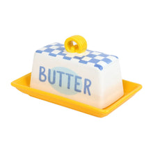 Load image into Gallery viewer, Blue Check Butter Dish
