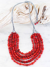 Load image into Gallery viewer, Red Multi-strand Beaded Necklace
