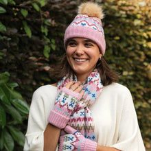 Load image into Gallery viewer, Carla Pink Fairisle Bobble Hat
